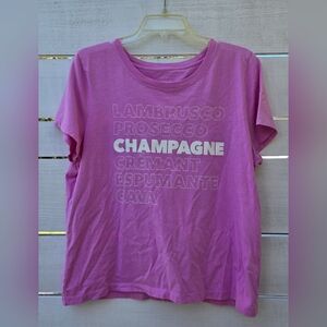 J Crew Collector Tee Champagne Bubbly Lovers Women's XL Pink Graphic SS T-Shirt